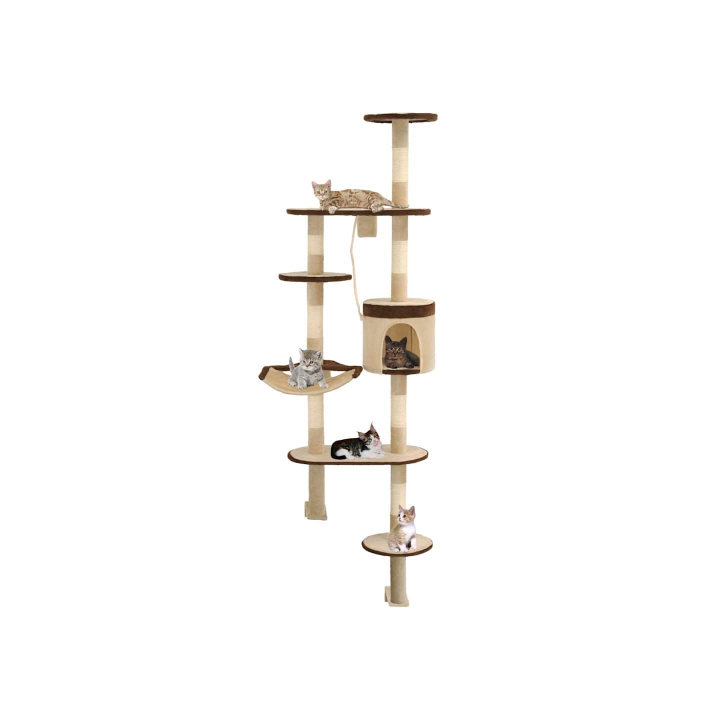 Arbre à chat en sisal Montage mural 194 cm Beige et marron