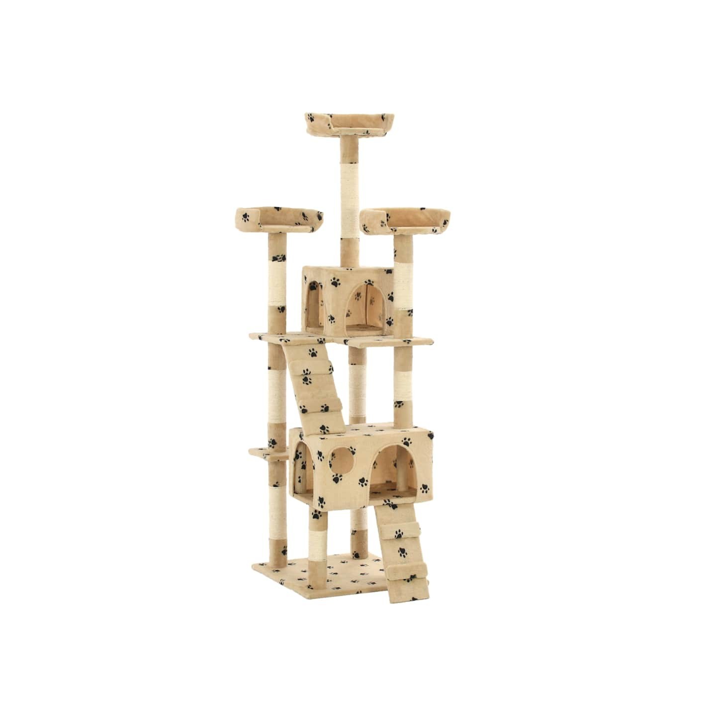 Arbre à chat et griffoirs en sisal 170 cm Beige Motif de pattes