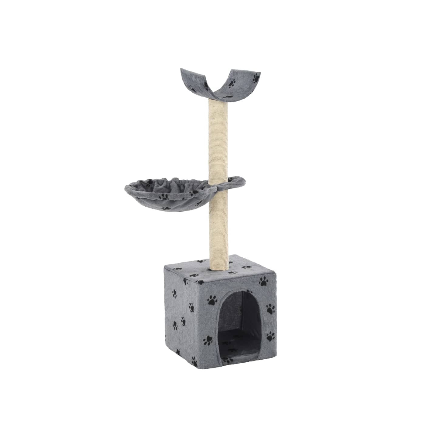 Arbre à chat et griffoir Sisal 105 cm Empreintes de pattes Gris