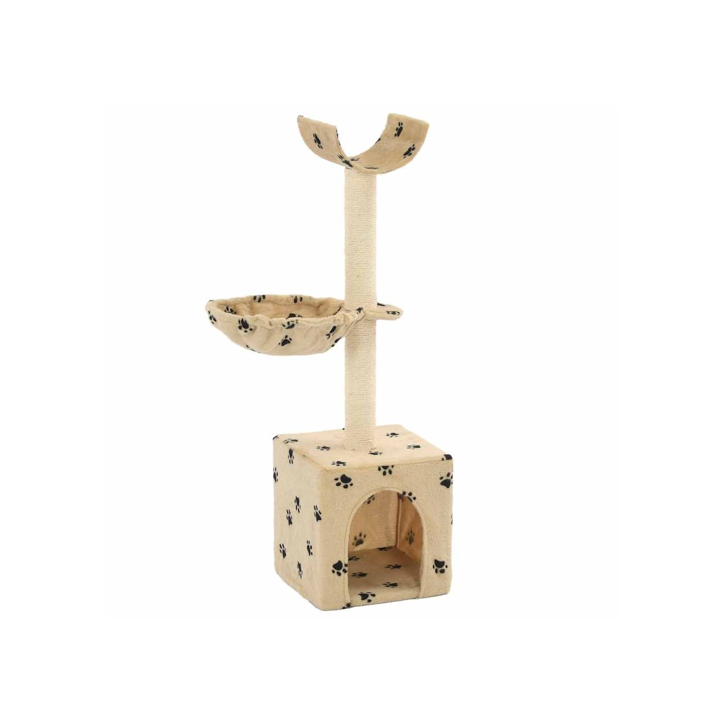 Arbre à chat et griffoirs en sisal 105 cm Beige Motif de pattes