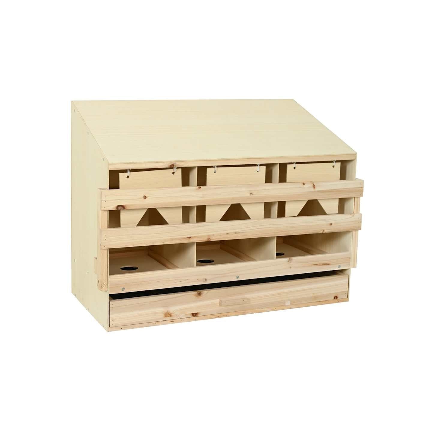 Pondoir 3 compartiments 93x40x65 cm bois de pin massif