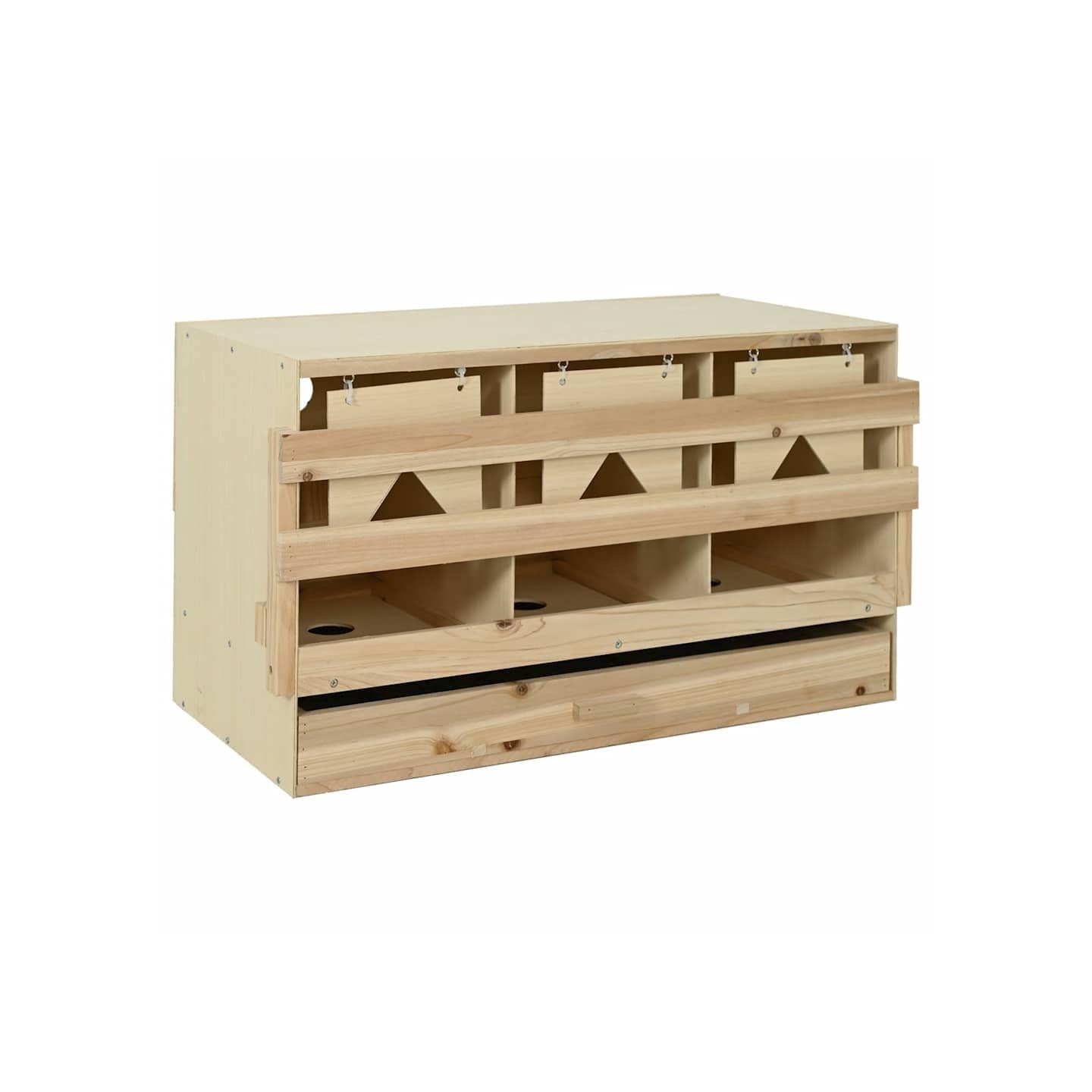 Pondoir 3 compartiments 96x40x45 cm bois de pin massif