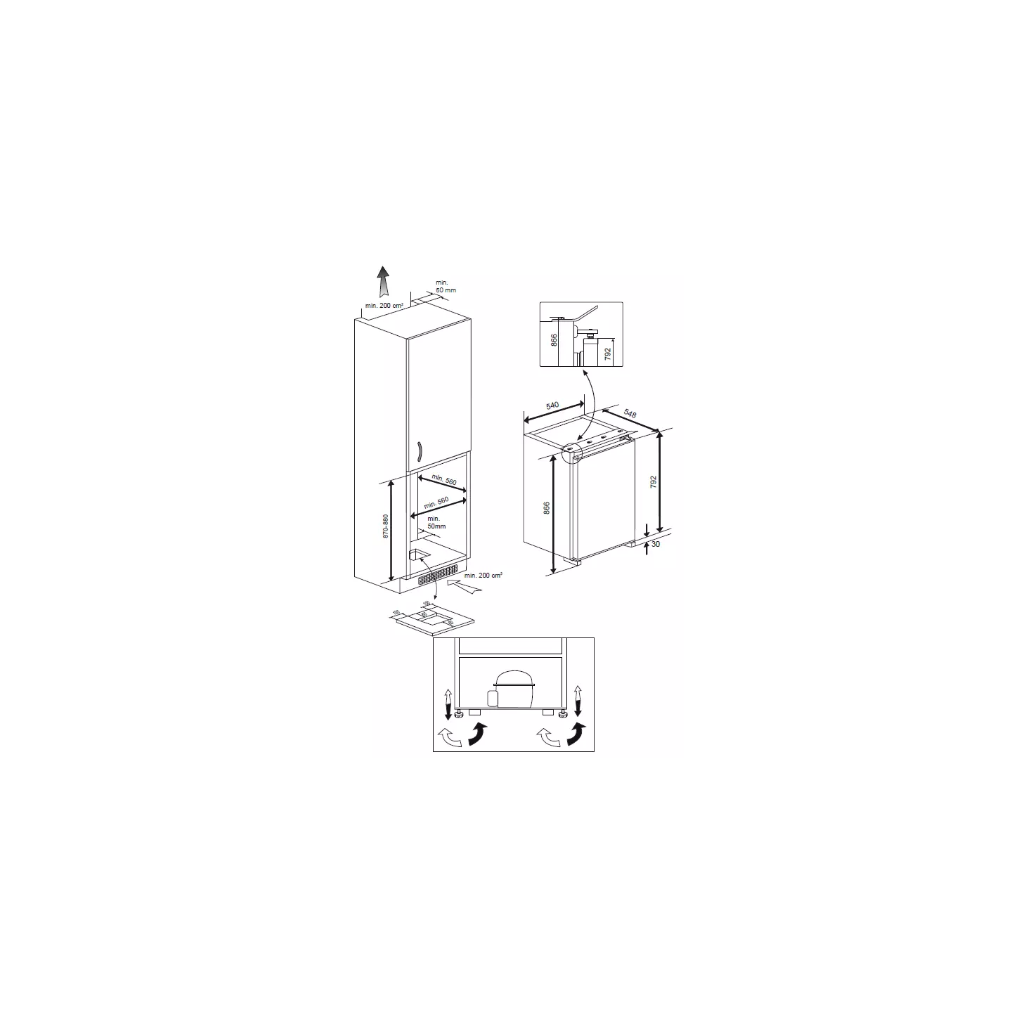 Réfrigérateur encastrable Beko B1854N 110 L | Nimestore