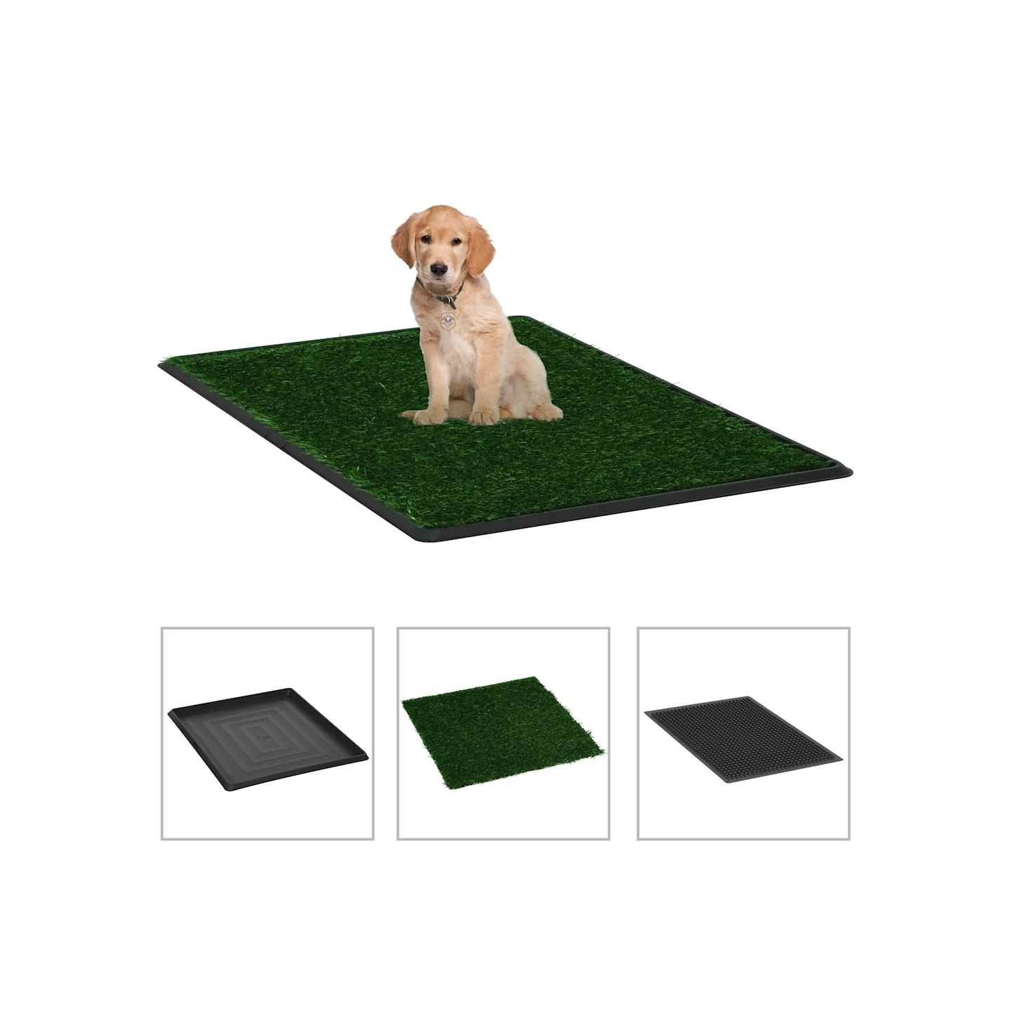 Toilette pour animaux avec plateau et gazon artificiel Vert WC