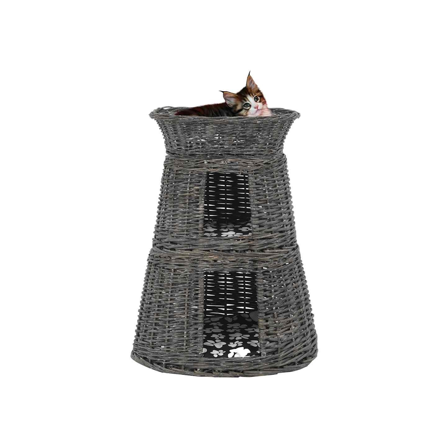 Jeu de panier pour chats 3 pcs avec coussins Gris 47x34x60 cm
