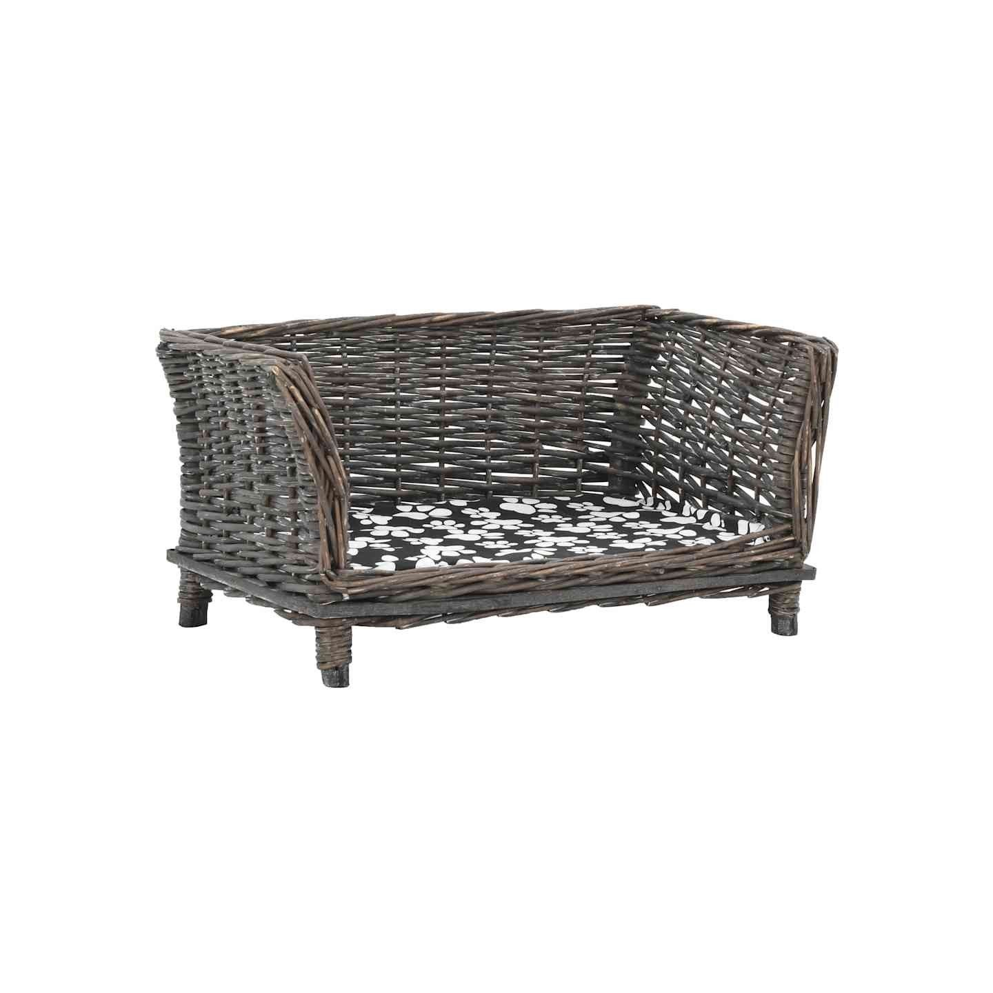 Panier pour chiens avec coussin Gris 50x33x30 cm Saule naturel