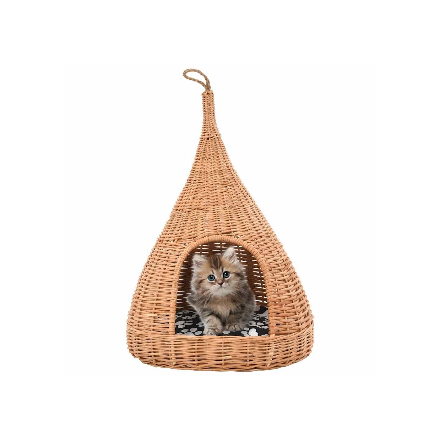Panier pour chats avec coussin 40x60 cm Saule naturel