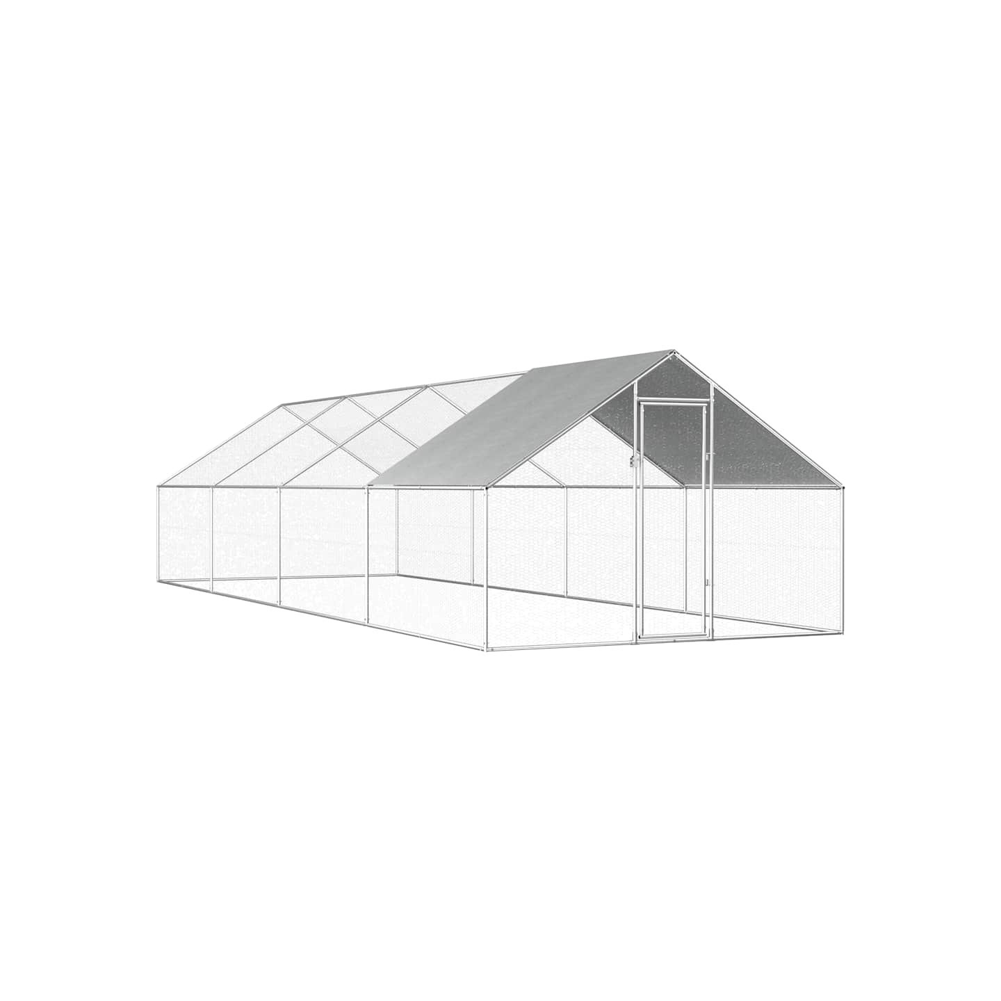 Poulailler d'extérieur 2,75 x 8 x 1,92 m Acier galvanisé