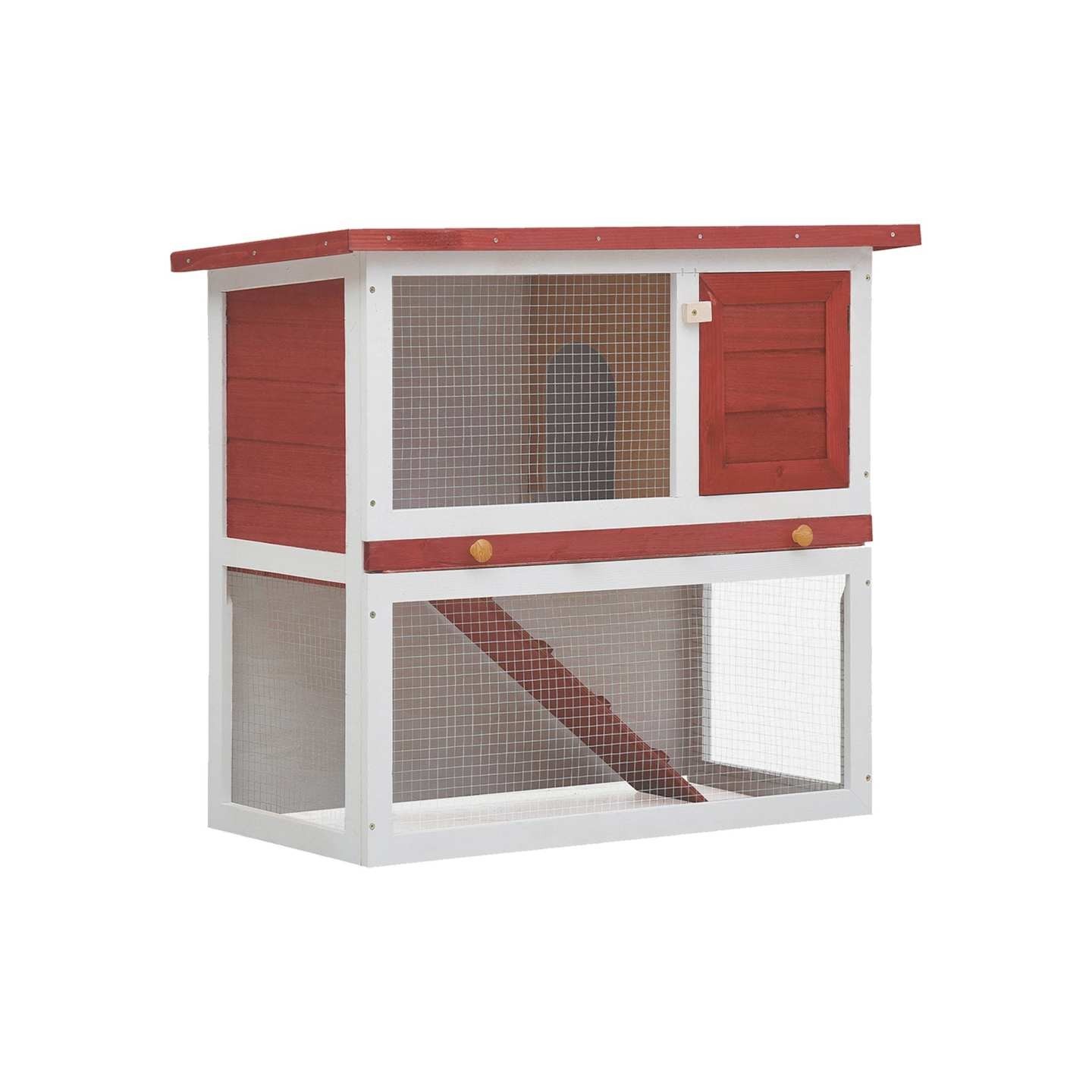 Clapier d'extérieur 1 porte Rouge Bois