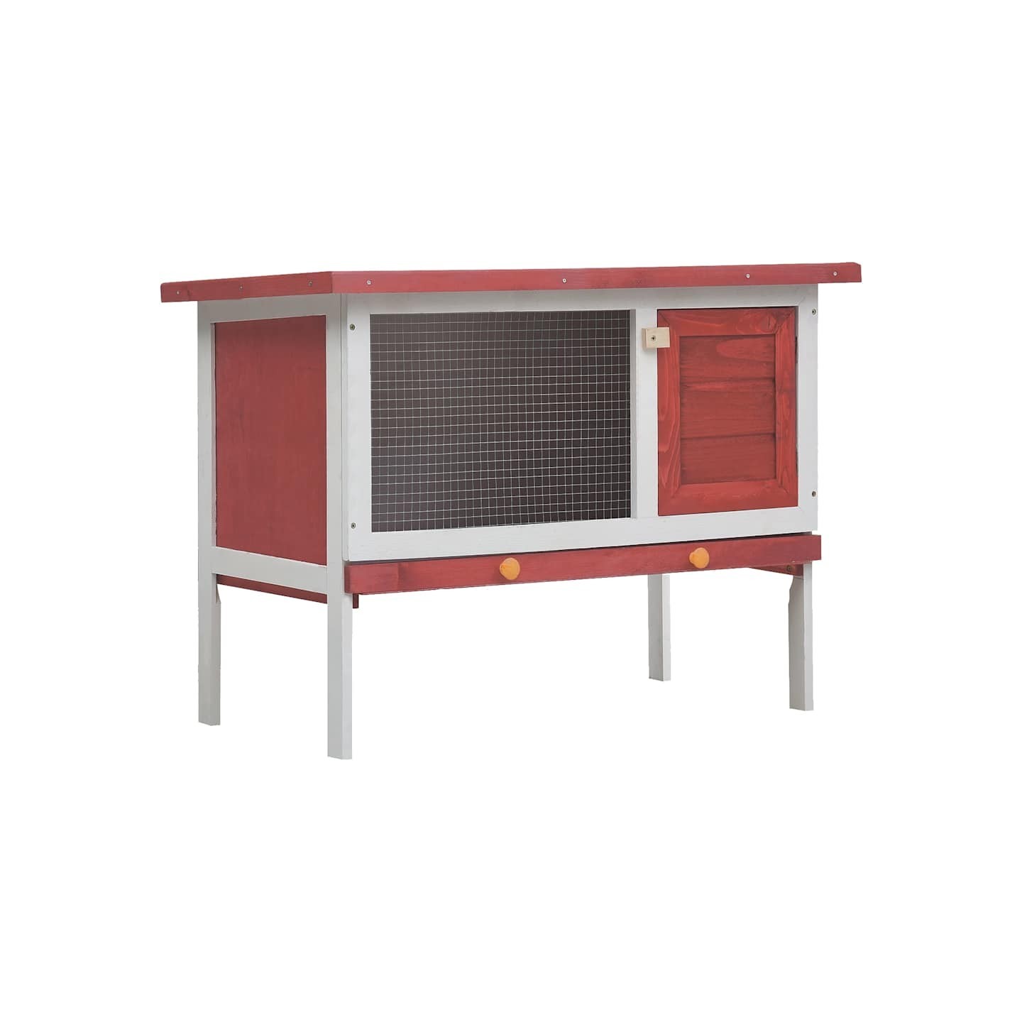 Clapier d'extérieur 1 niveau Rouge Bois