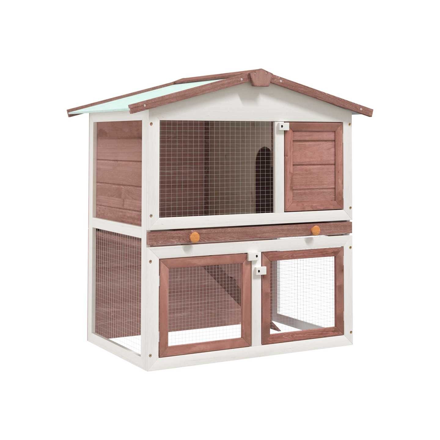Clapier d'extérieur 3 portes Marron Bois