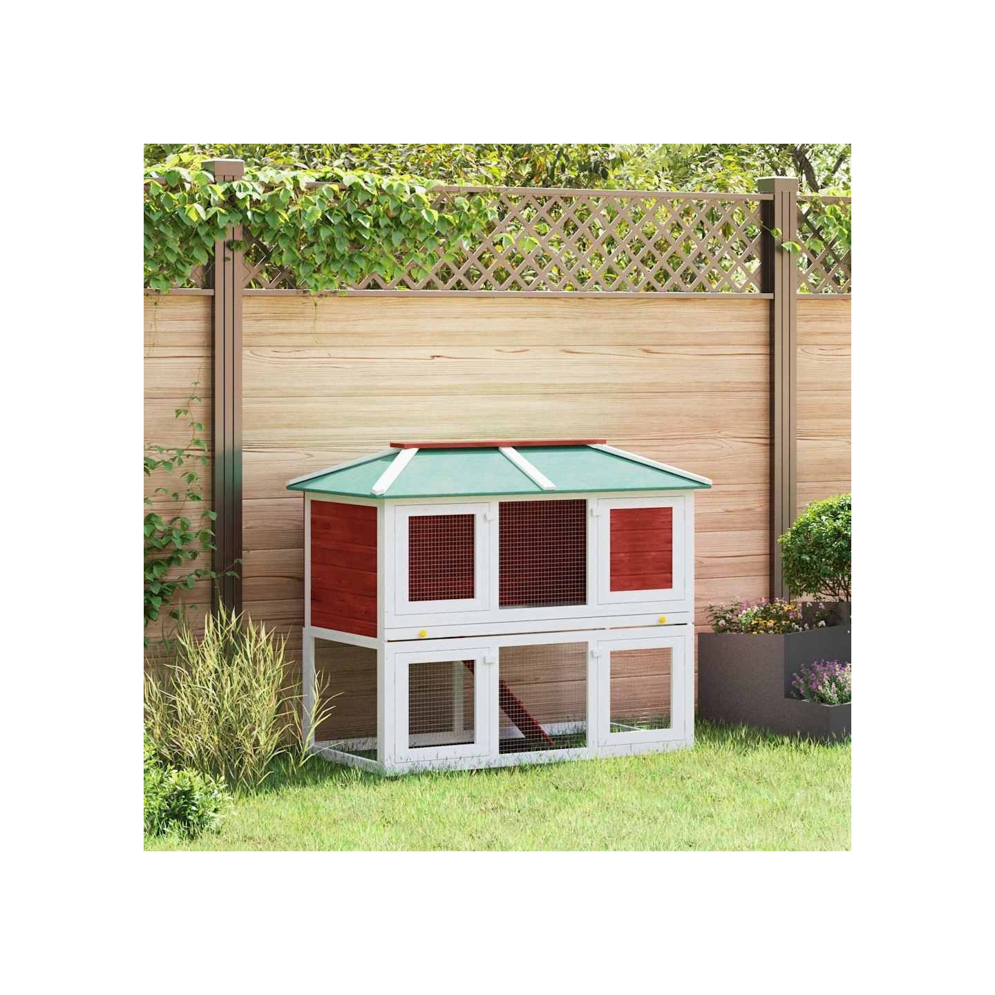 Cage double pour animaux Rouge Bois