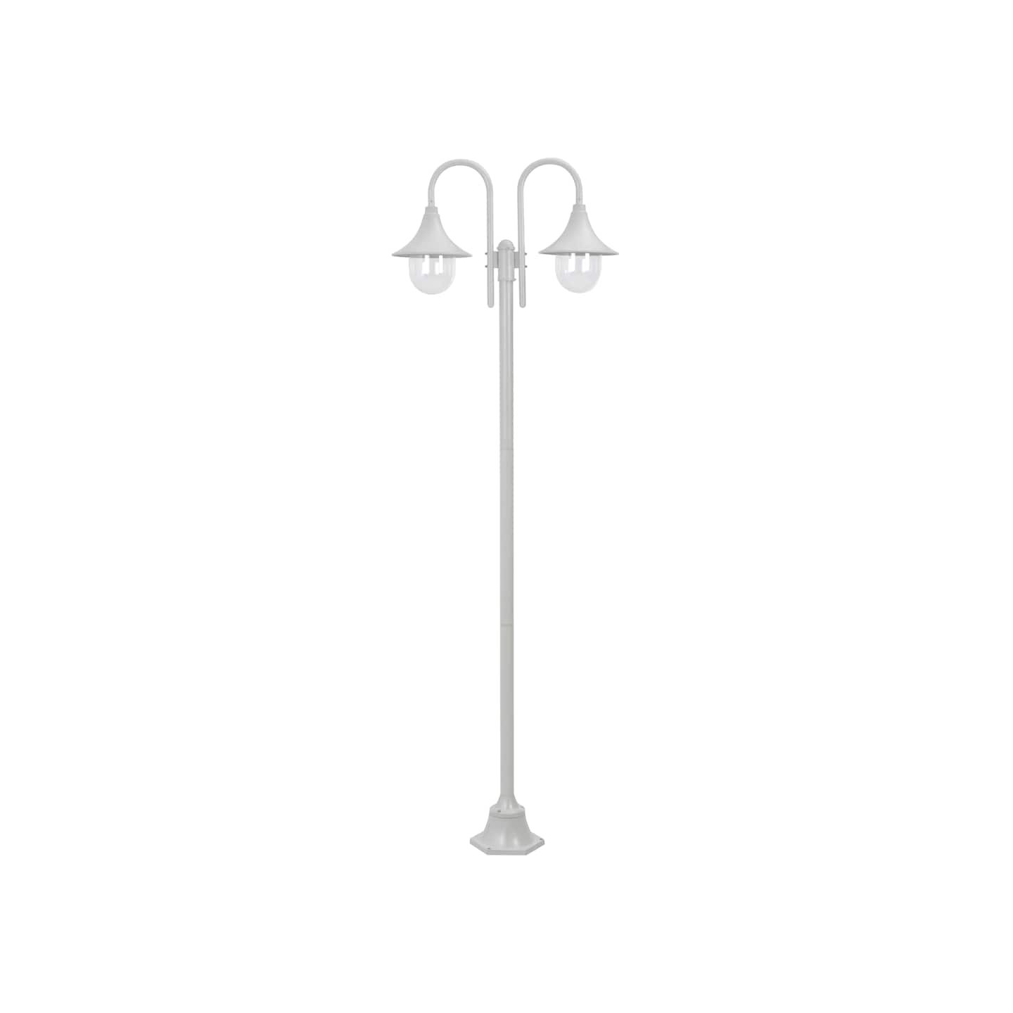Lampadaire de jardin E27 220 cm Aluminium 2 lanternes Blanc