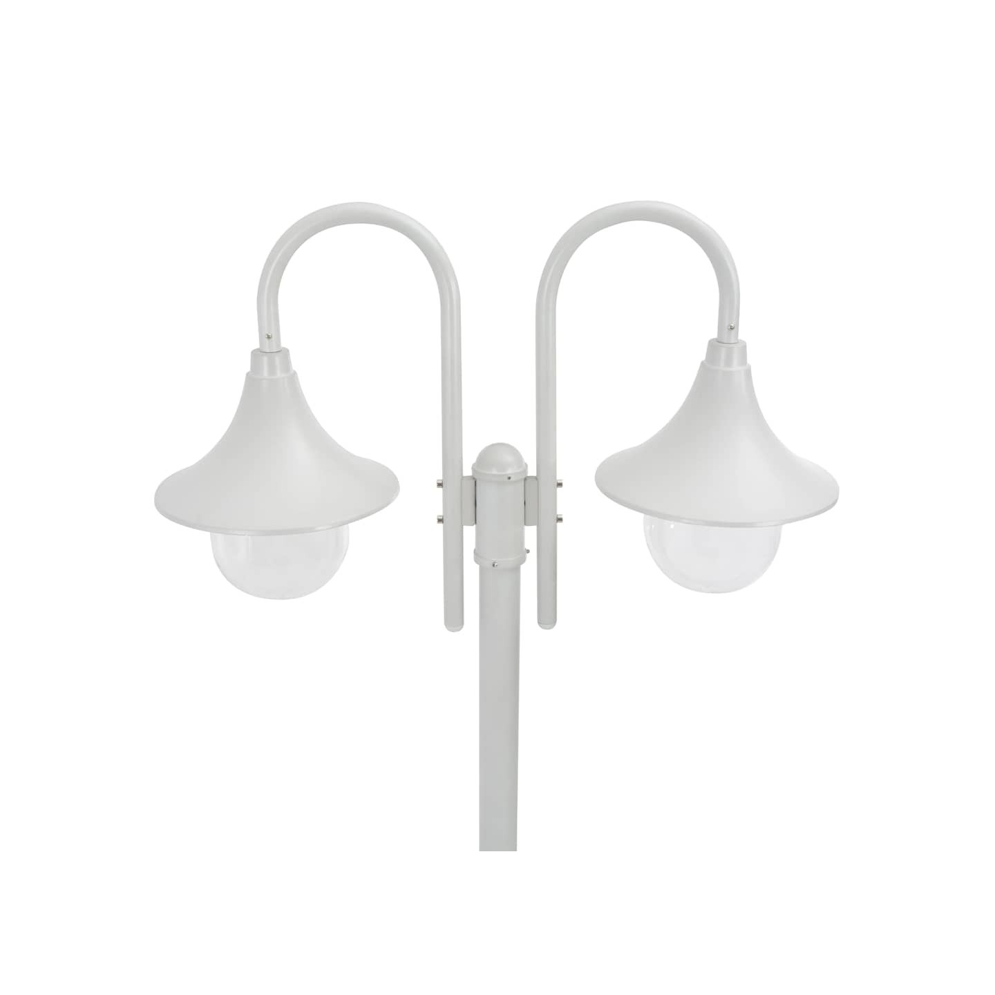 Lampadaire de jardin E27 220 cm Aluminium 2 lanternes Blanc
