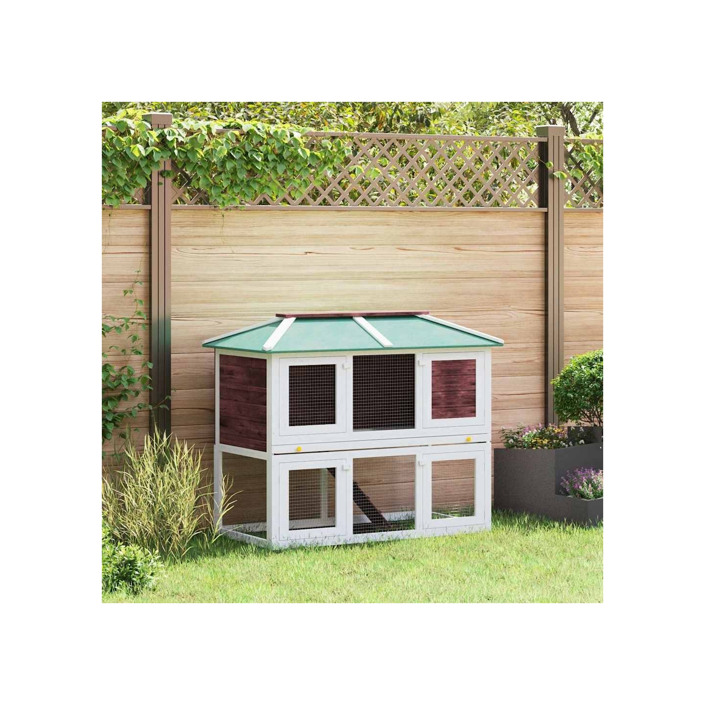 Cage double pour animaux Marron Bois