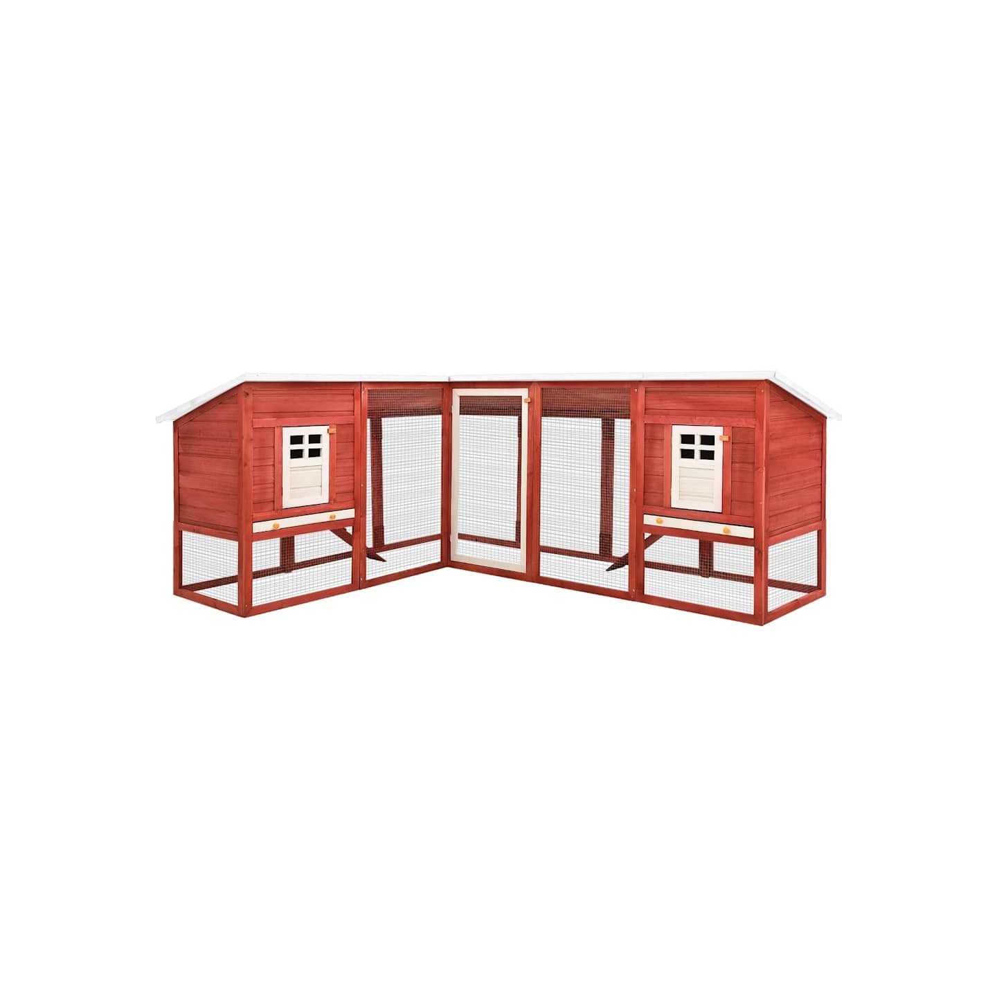Clapier d'extérieur avec piste Rouge et blanc Bois de sapin