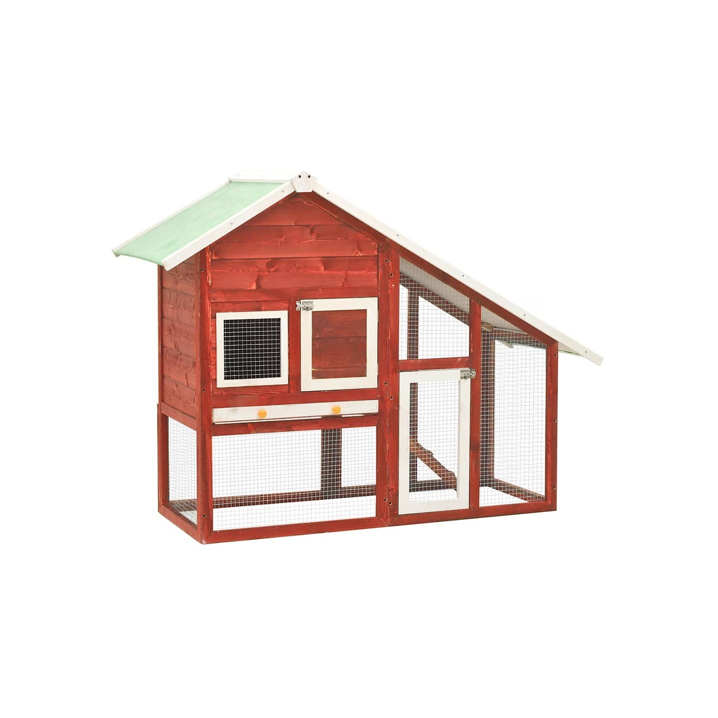 Clapier Rouge et blanc 140x63x120 cm Bois de sapin massif