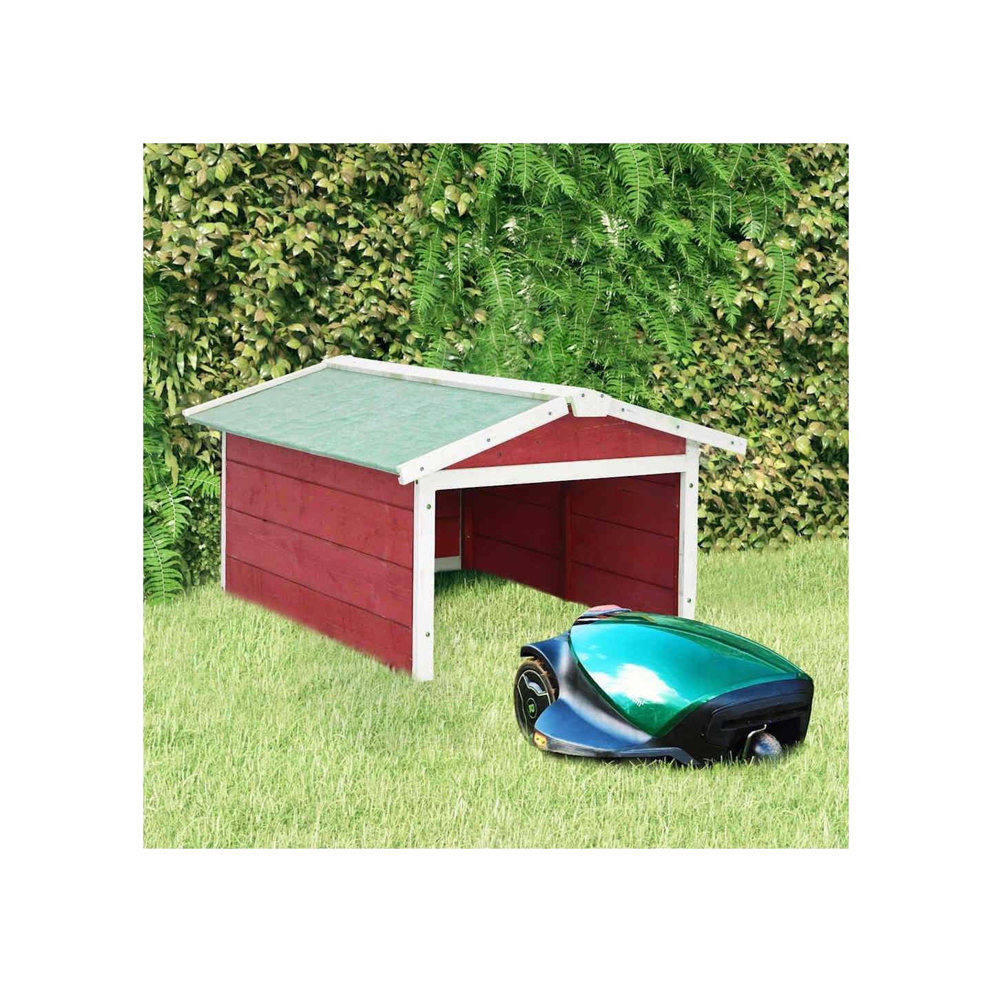 Garage de tondeuse à gazon 72x87x50 cm Rouge et blanc Sapin