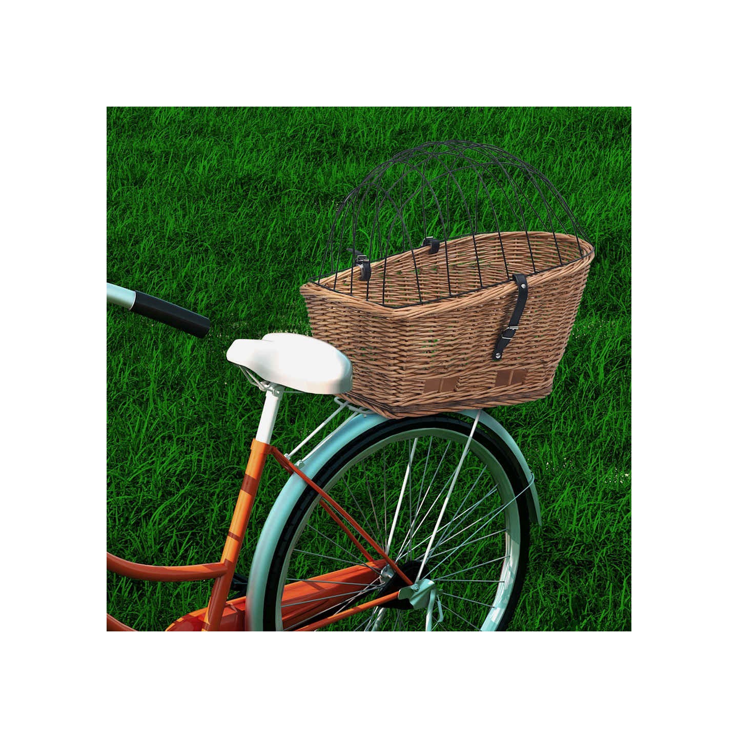 Panier arrière de vélo avec couvercle 55x31x36 cm Saule naturel