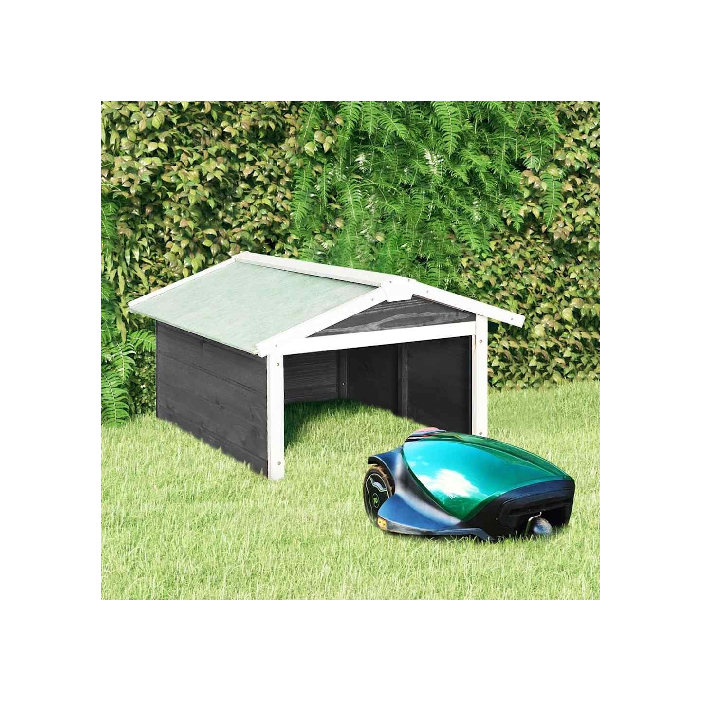 Garage de tondeuse à gazon 72x87x50 cm Gris et blanc Sapin
