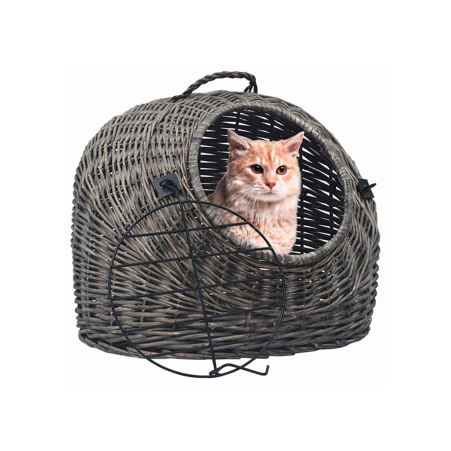 Cage de transport pour chats Gris 45x35x35 cm Saule naturel