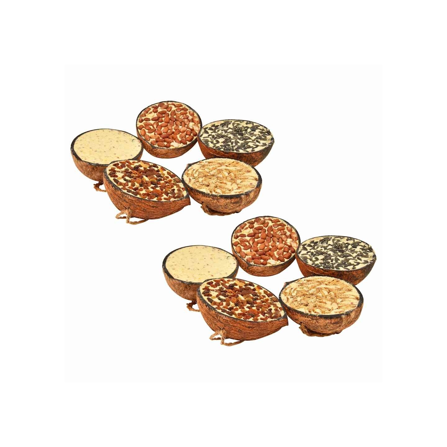 Moitiés de noix de coco de nourriture d'oiseaux 10 pcs 290 g