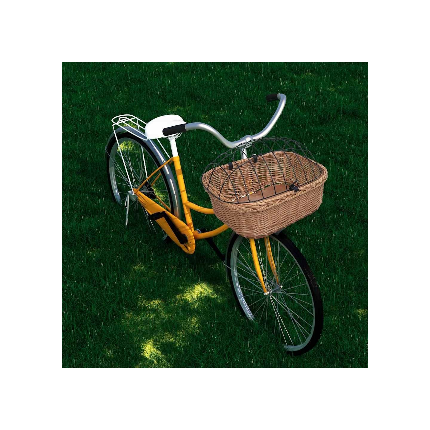 Panier avant de vélo avec couvercle 50x45x35 cm Saule naturel