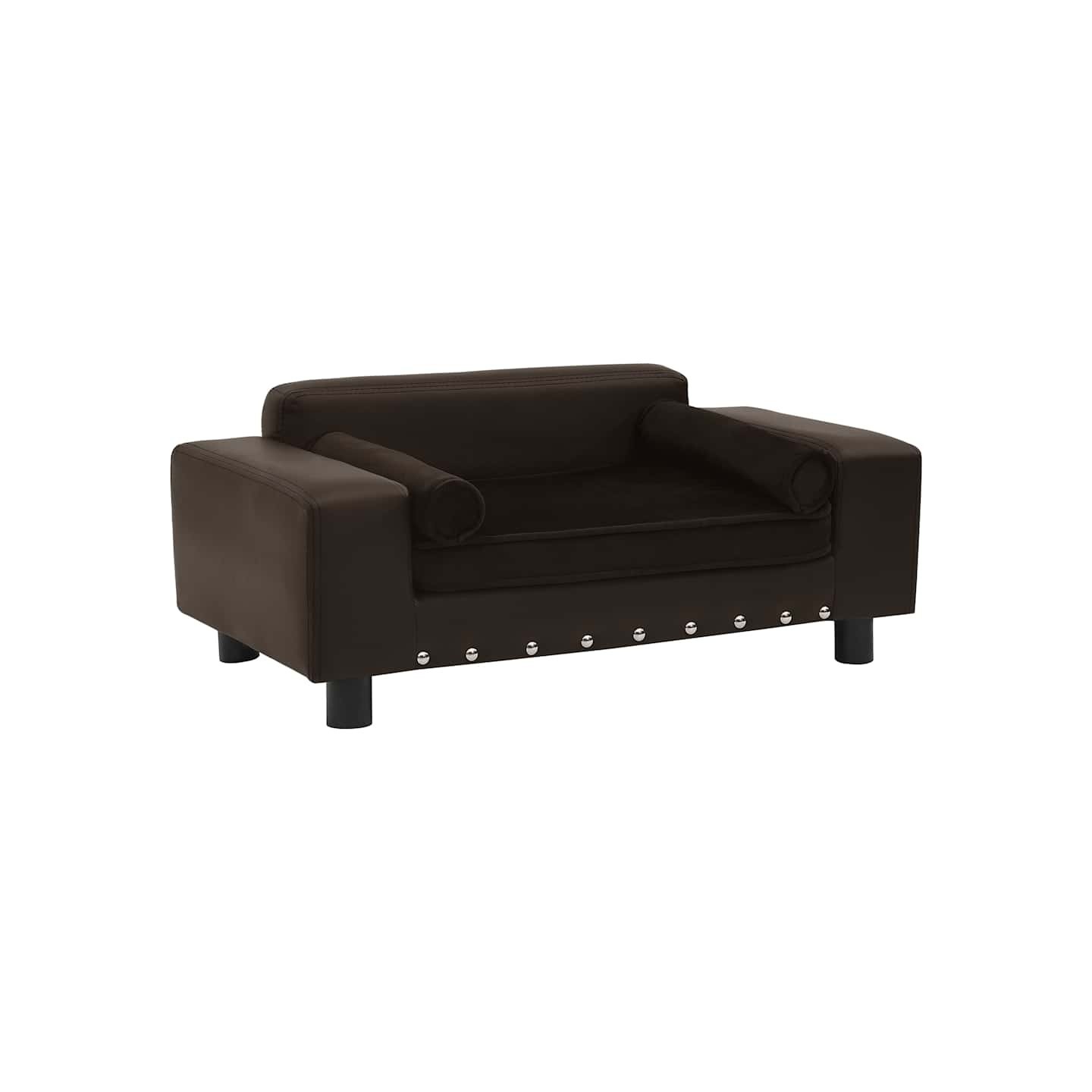 Canapé pour chien Marron 81x43x31 cm Peluche et similicuir