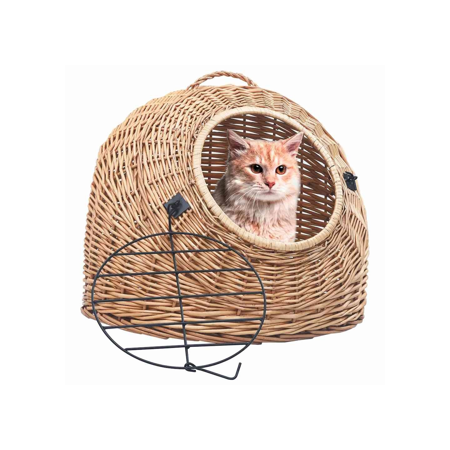 Cage de transport pour chats 60x45x45 cm Saule naturel