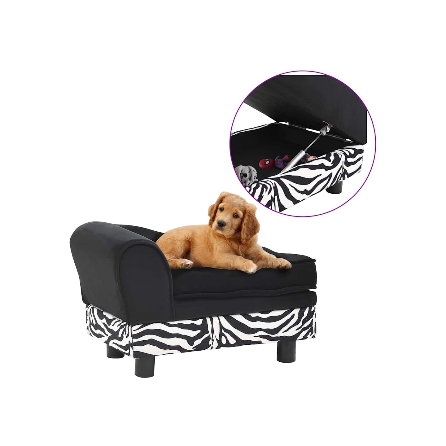 Canapé pour chien Noir 57x34x36 cm Peluche
