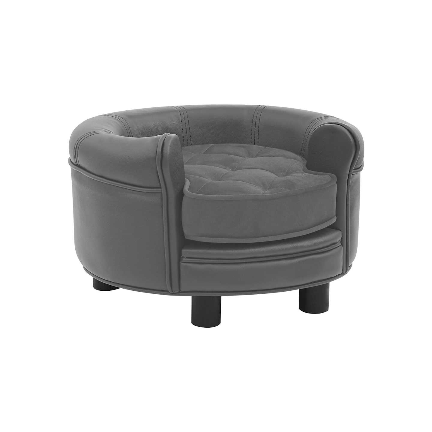 Canapé pour chien Gris 48x48x32 cm Peluche et similicuir