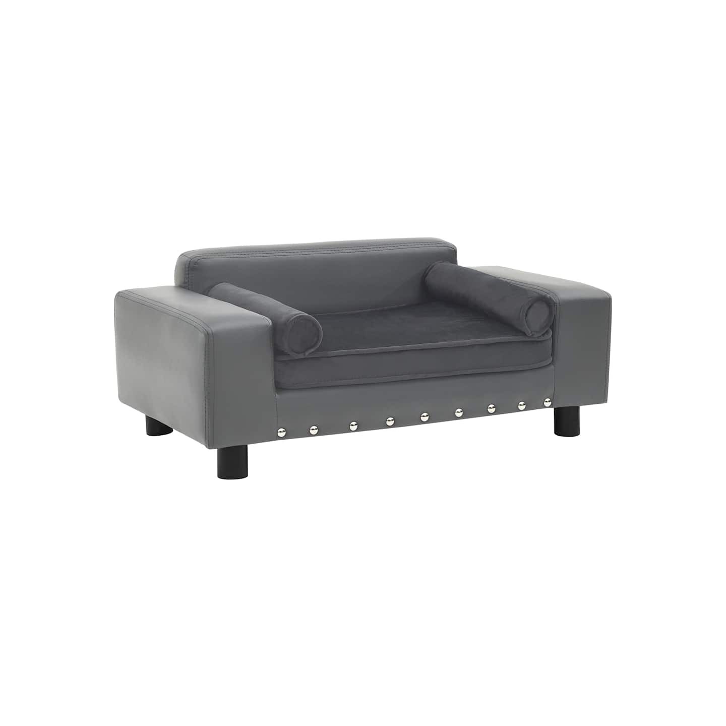 Canapé pour chien Gris 81x43x31 cm Peluche et similicuir