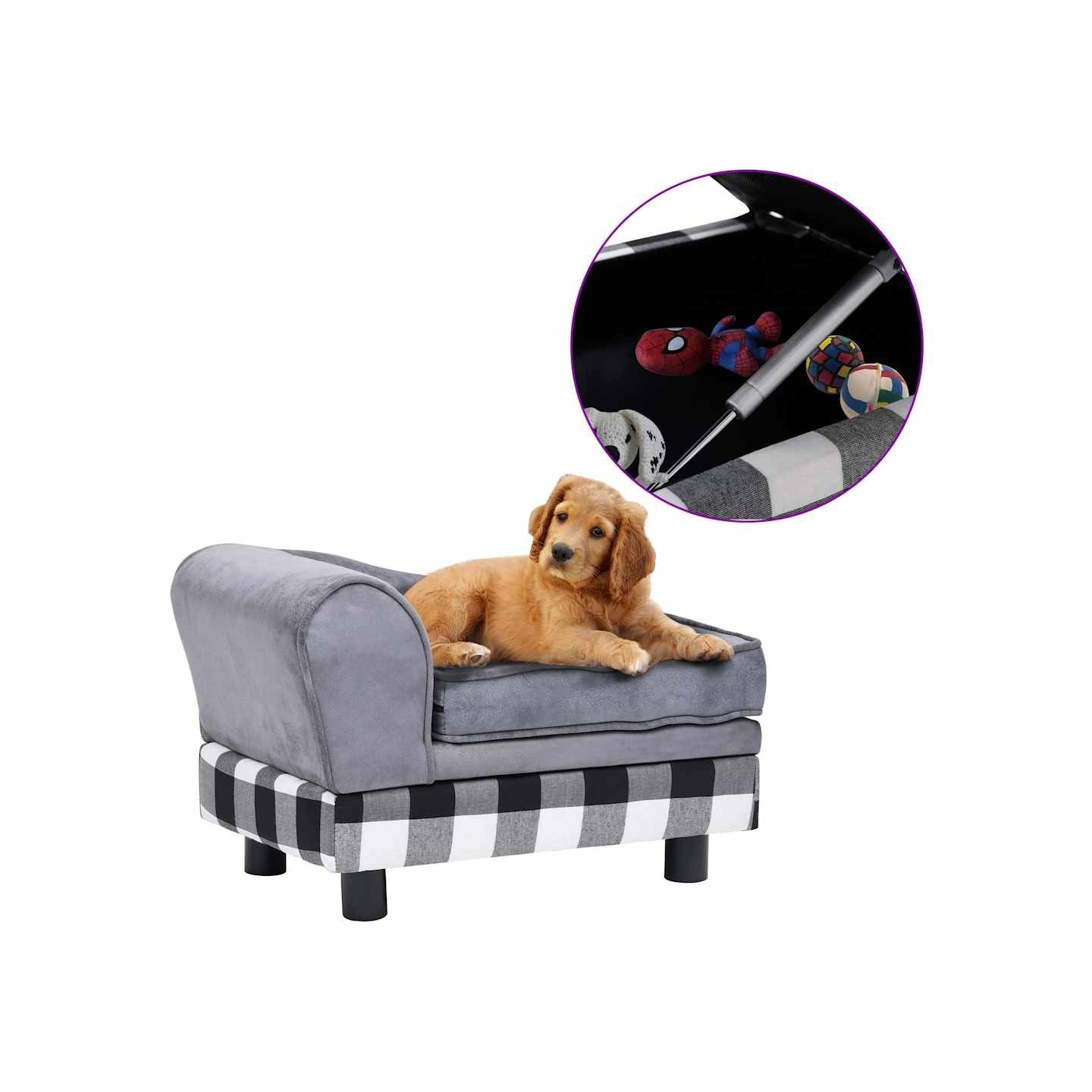 Canapé pour chien Gris 57x34x36 cm Peluche