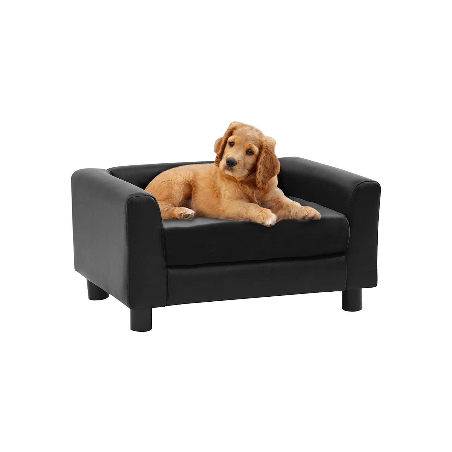 Canapé pour chien Noir 60x43x30 cm Peluche et similicuir