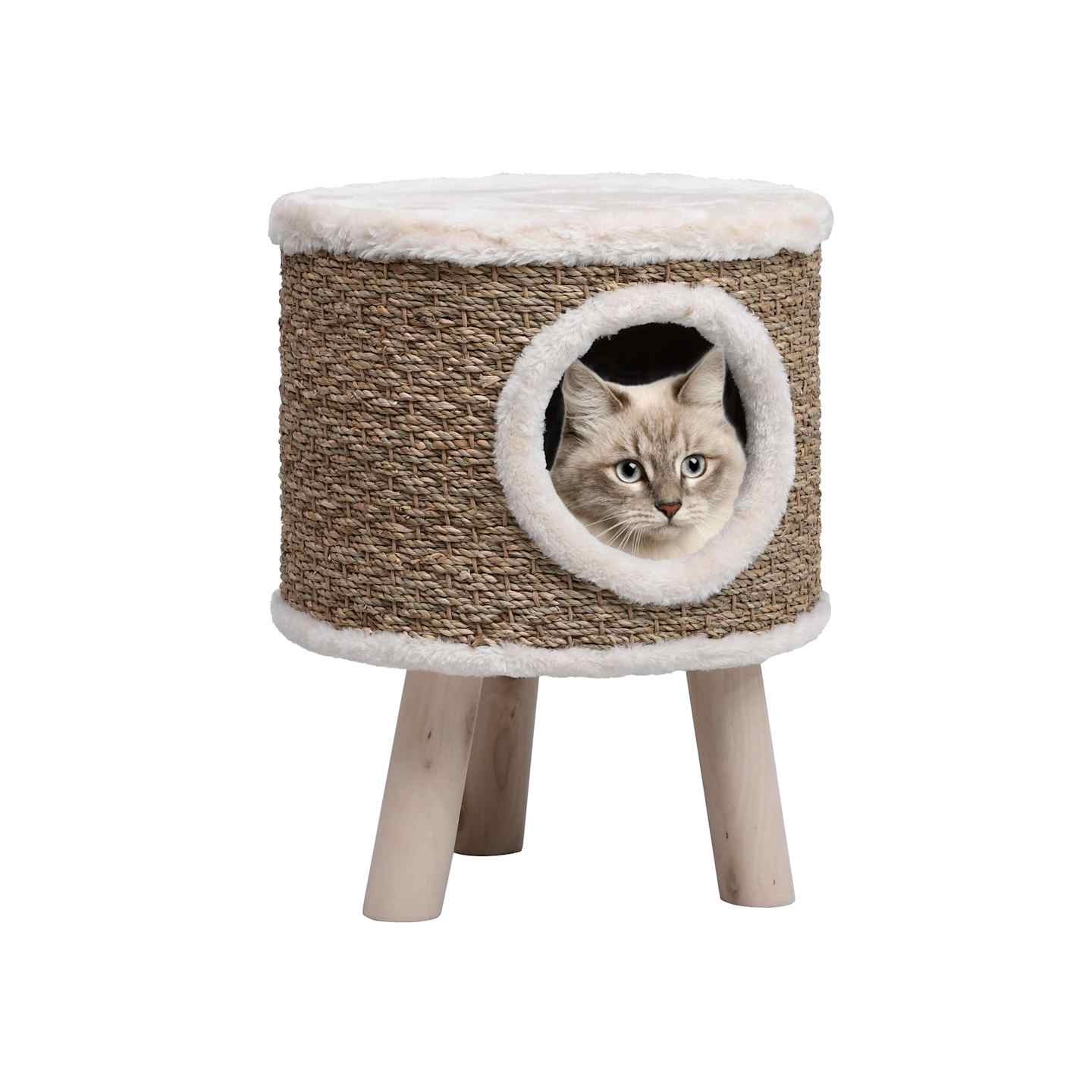 Maison pour chat avec pieds en bois 41 cm Herbiers marins