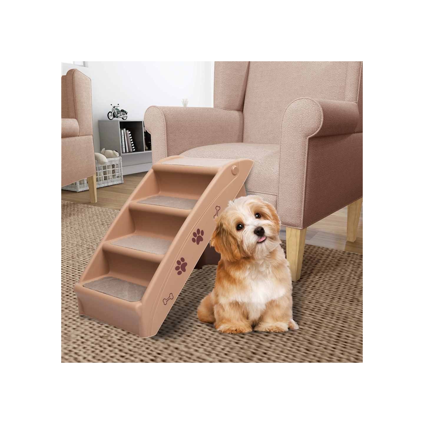 Escaliers pliables pour chiens Marron 62x40x49,5 cm