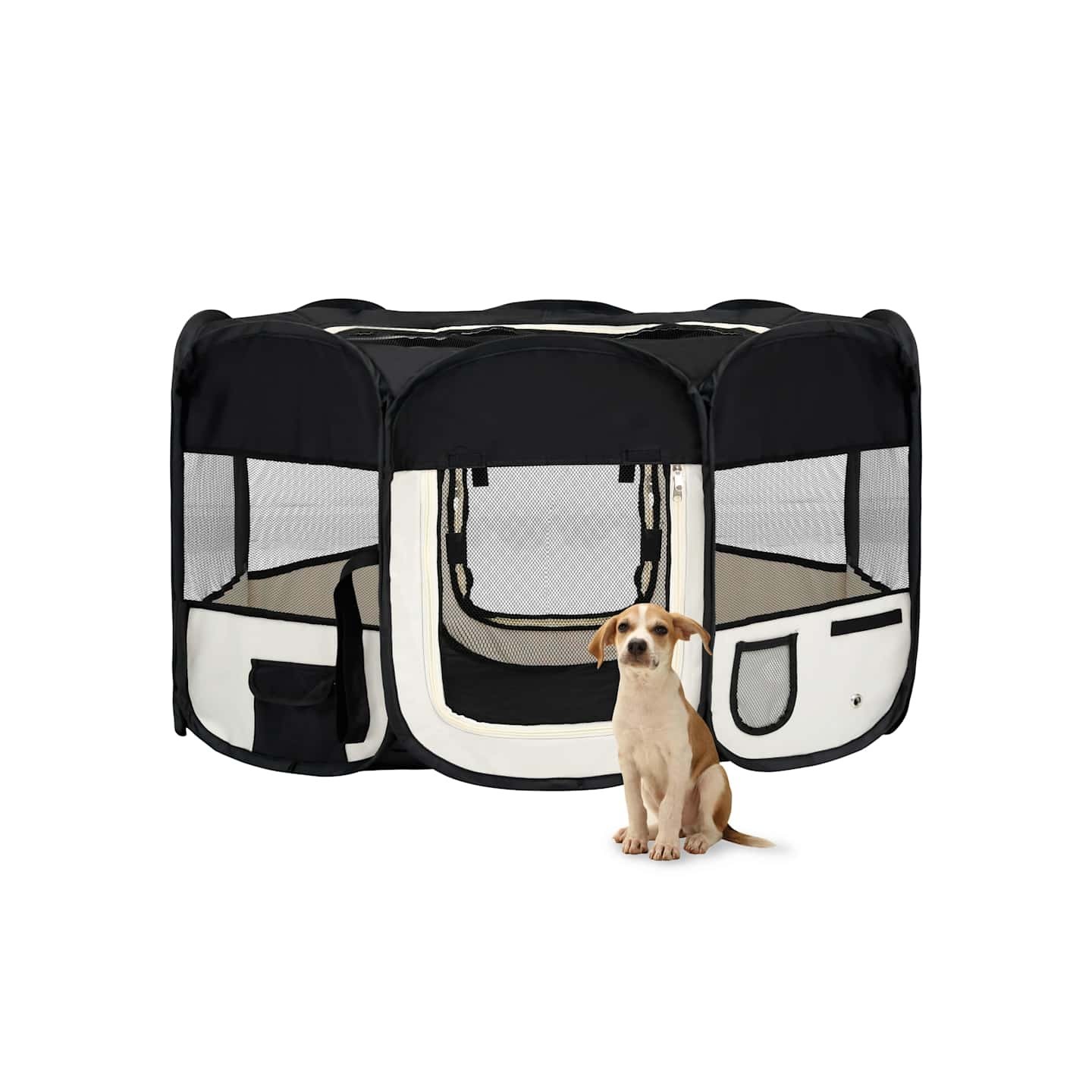 Parc pliable pour chien avec sac de transport Noir 145x145x61cm
