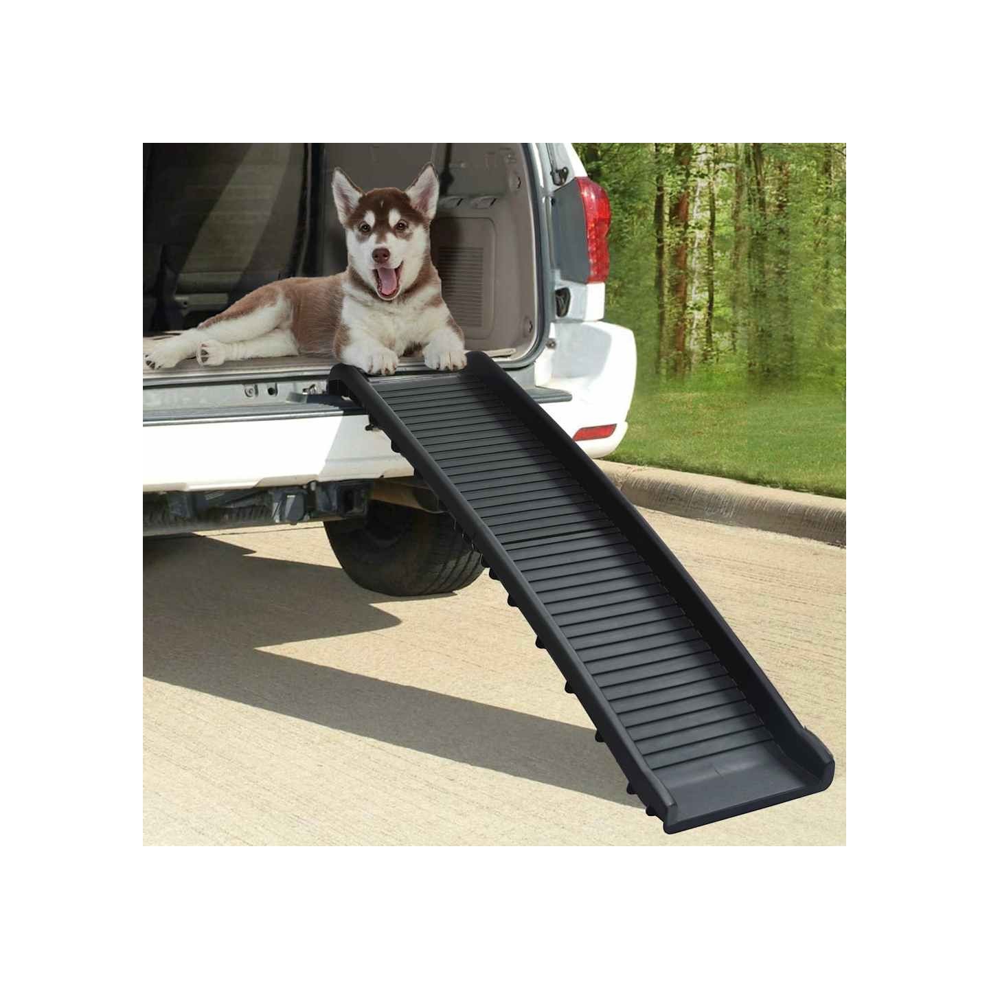 Rampe de voiture pliable pour chiens Noir 155,5x40x15,5 cm
