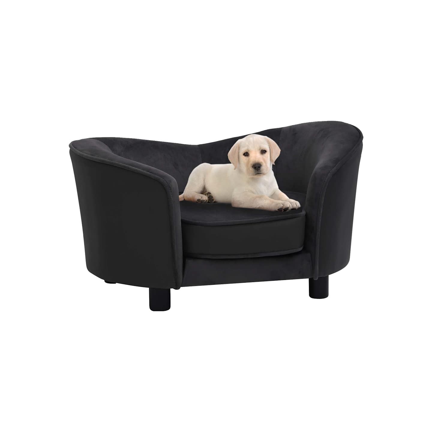 Canapé pour chien Noir 69x49x40 cm Peluche et similicuir