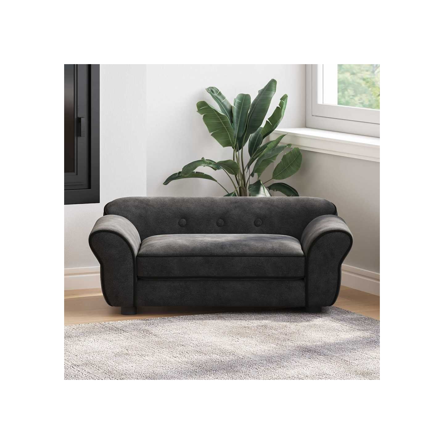 Canapé pour chien Noir 72x45x30 cm Peluche