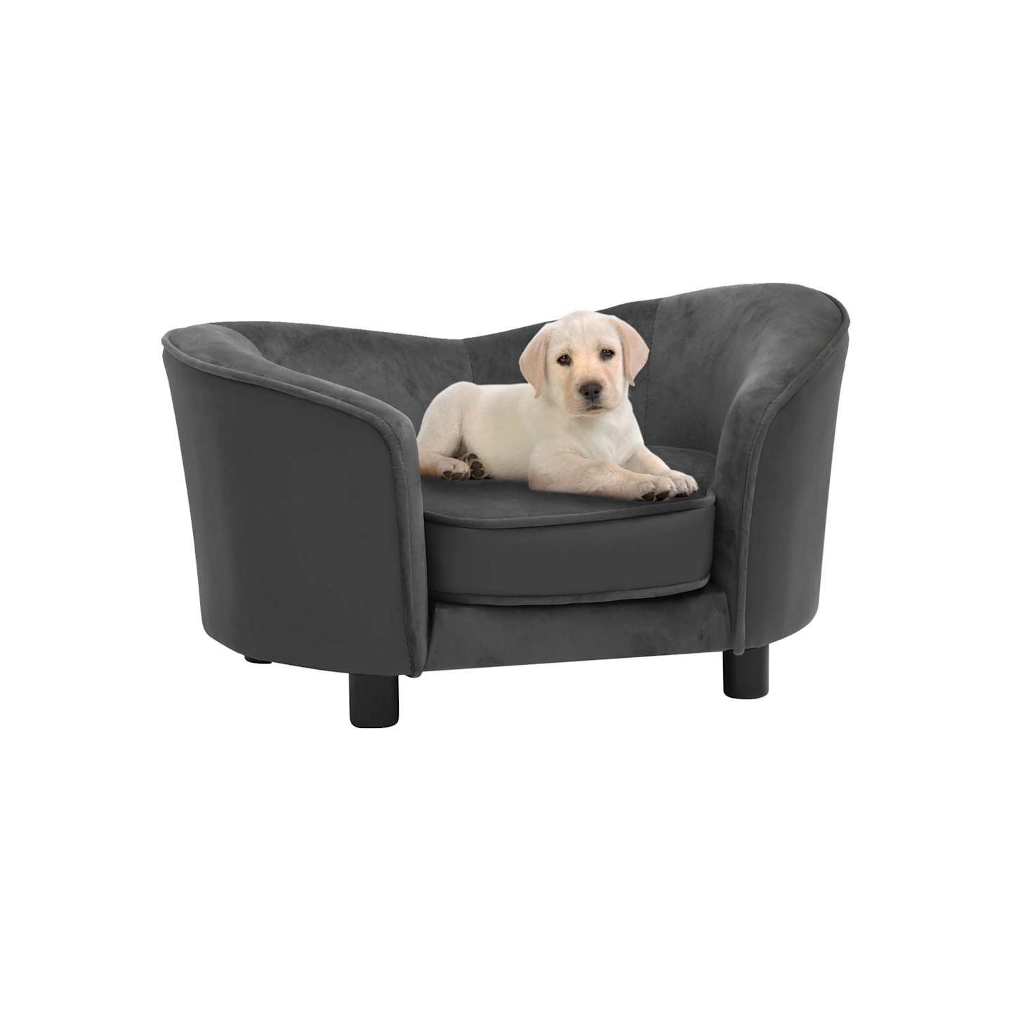 Canapé pour chien Gris foncé 69x49x40 cm Peluche et similicuir