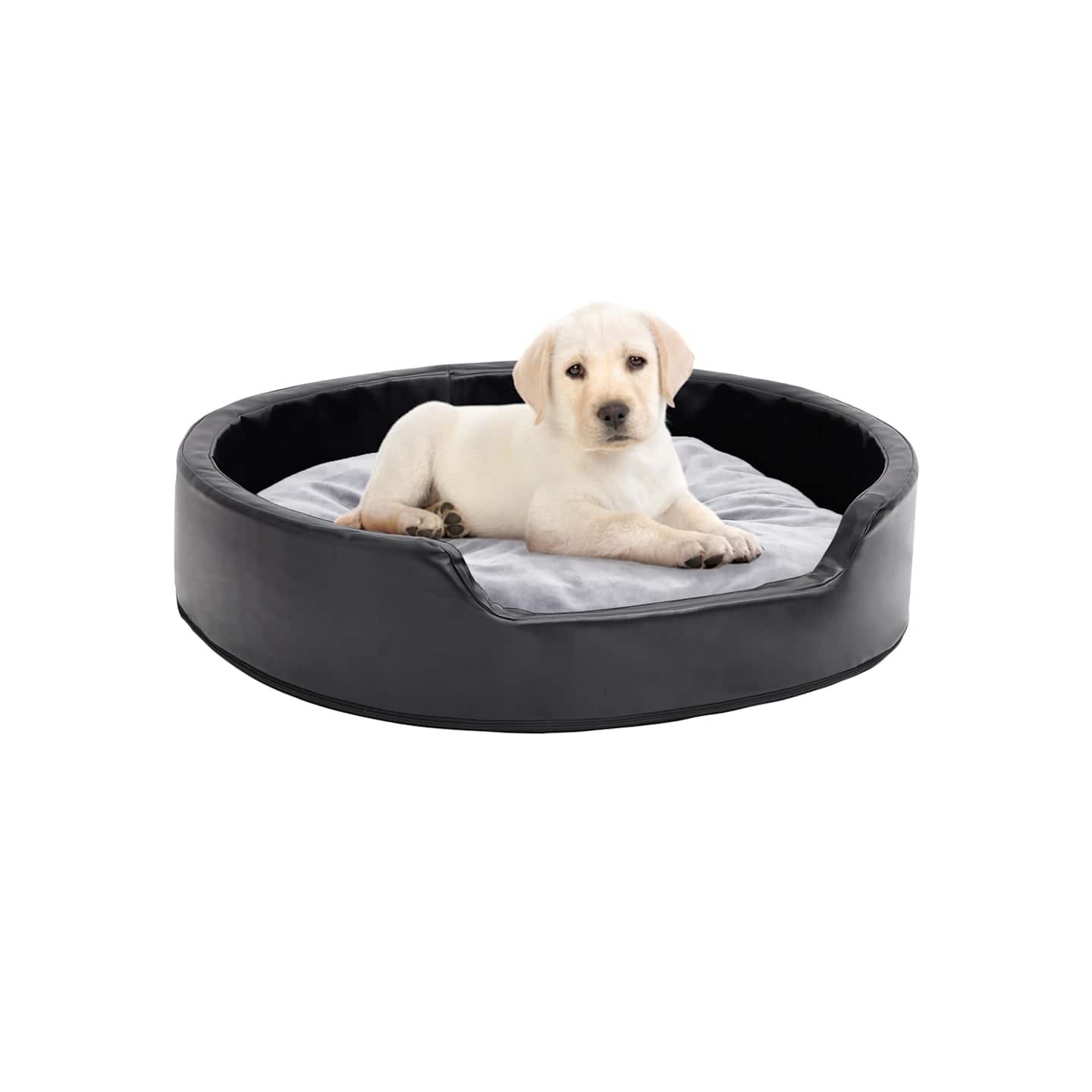 Lit pour chiens Noir et gris 79x70x19 cm Peluche et similicuir