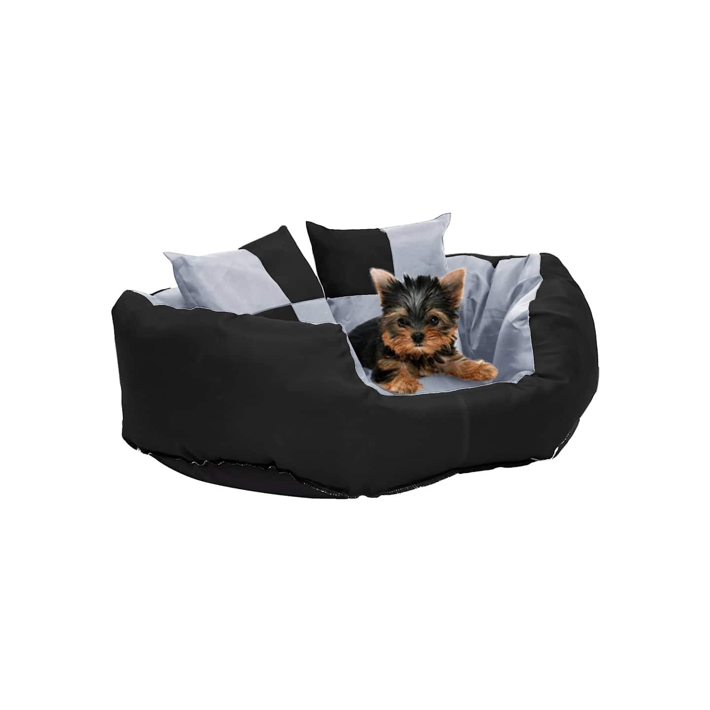 Coussin réversible lavable pour chien Gris et noir 65x50x20 cm