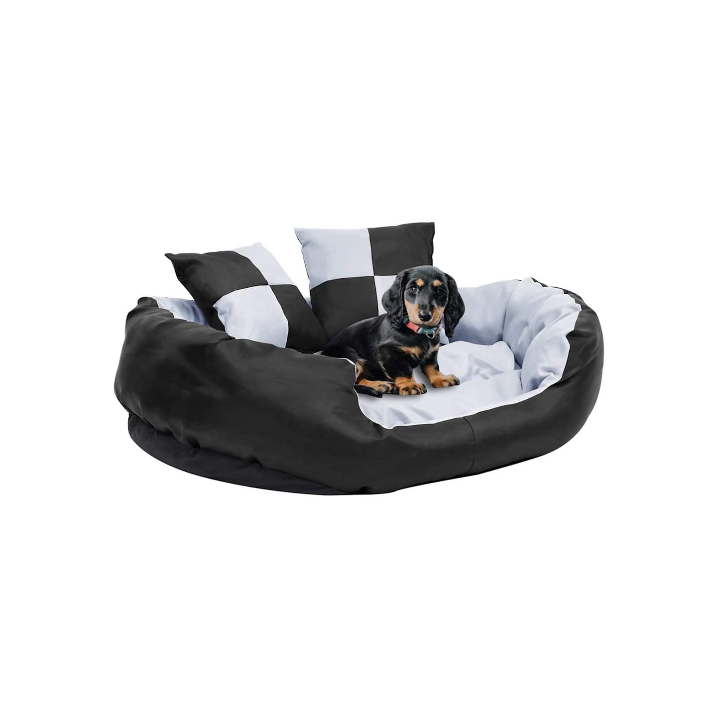Coussin réversible lavable pour chien Gris et noir 85x70x20 cm