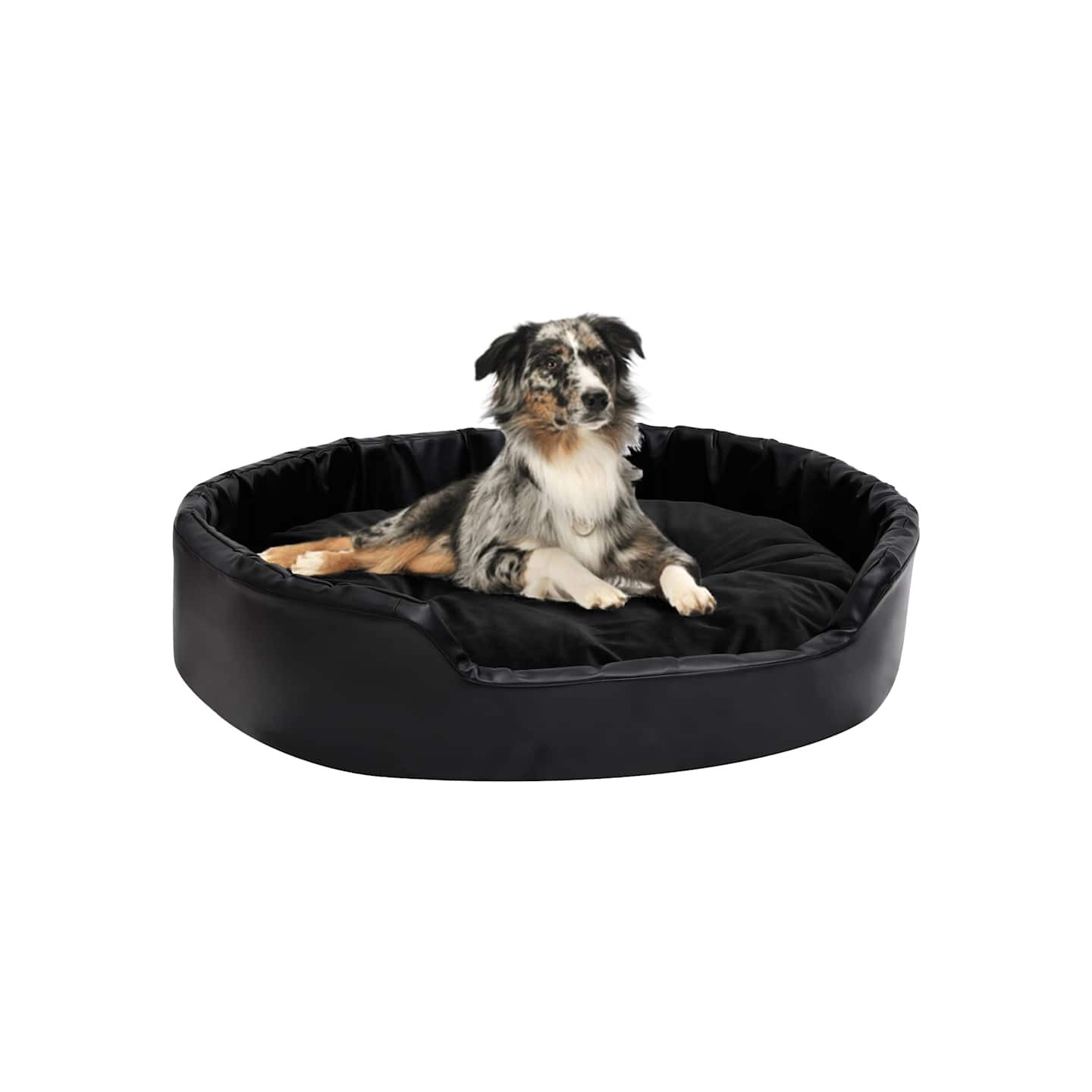 Lit pour chiens Noir 90x79x20 cm Peluche et similicuir