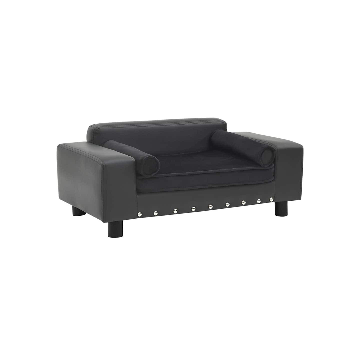 Canapé pour chien Gris foncé 81x43x31 cm Peluche et similicuir