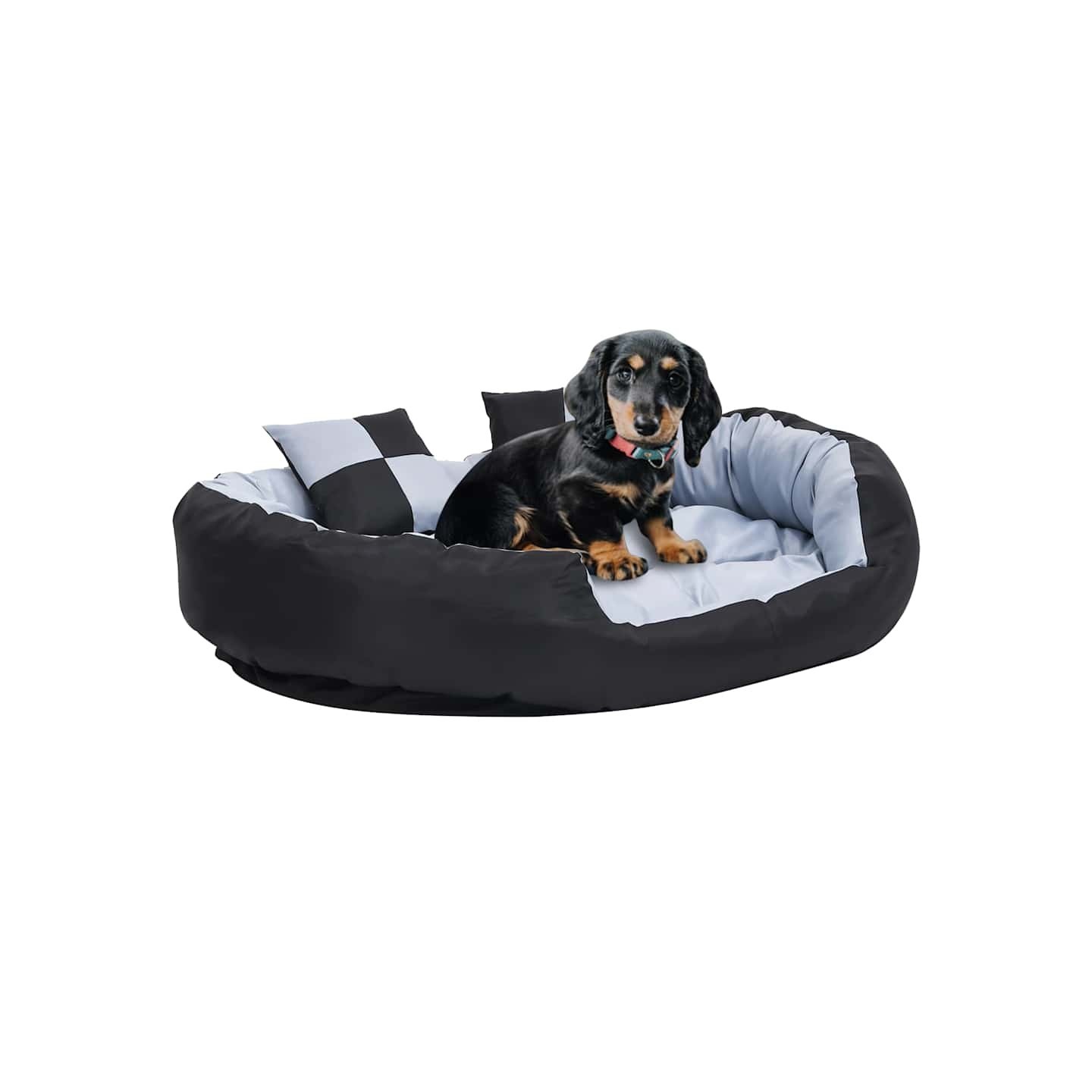 Coussin réversible lavable pour chien Gris et noir 110x80x23 cm