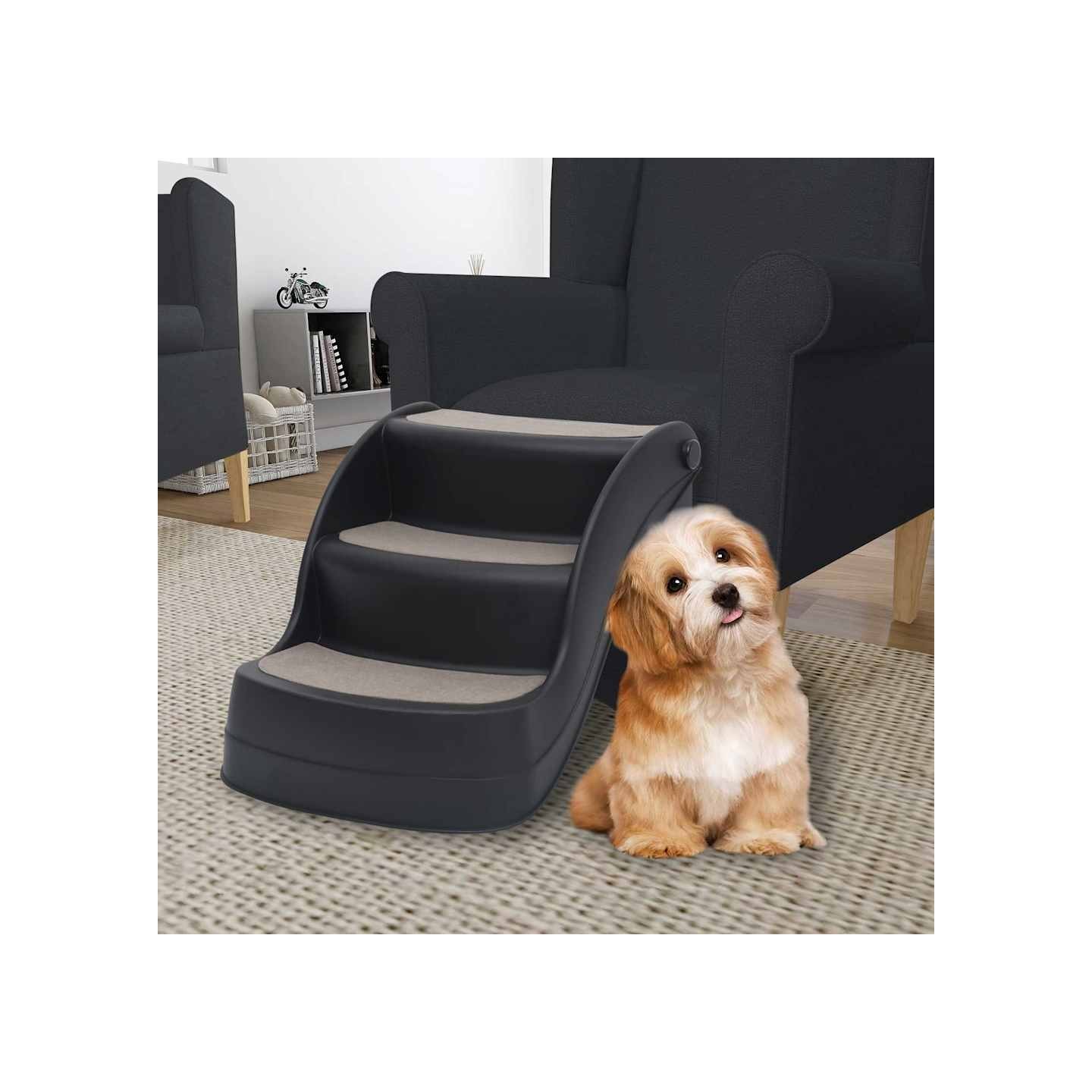 Escalier pliable à 3 marches pour chiens Noir