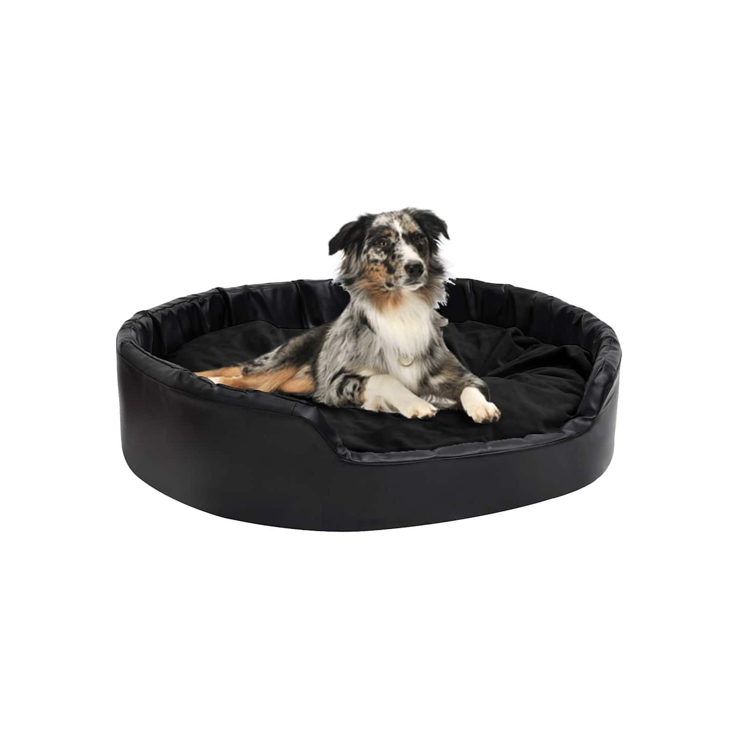 Lit pour chiens Noir 99x89x21 cm Peluche et similicuir