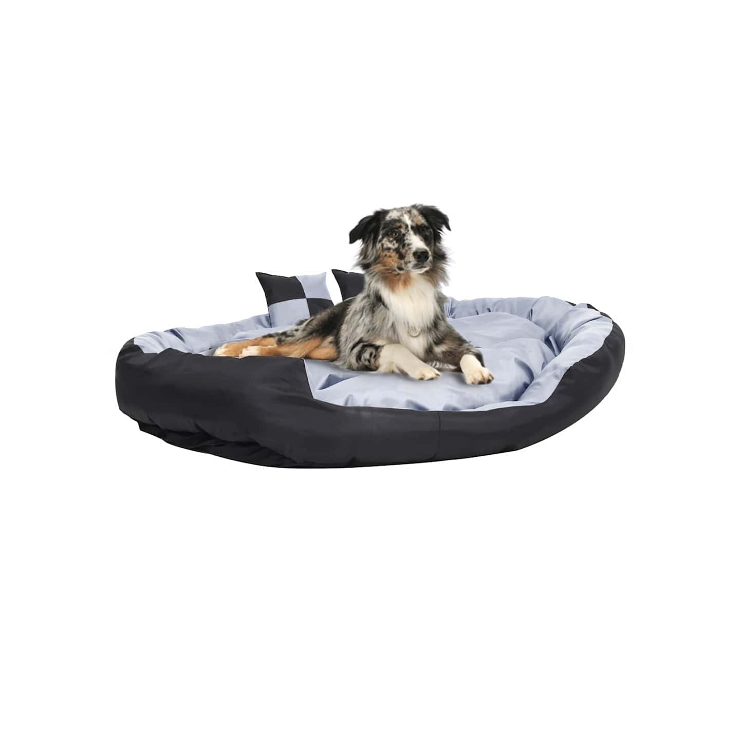 Coussin réversible lavable pour chien Gris et noir 150x120x25cm